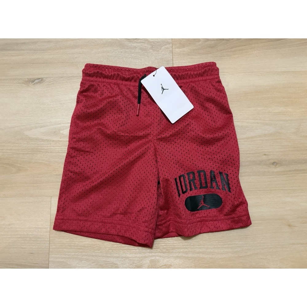 Jordan Boys Red Mesh Athletic Basketball Shorts Jumpman‎ Logo Size 5 Youth